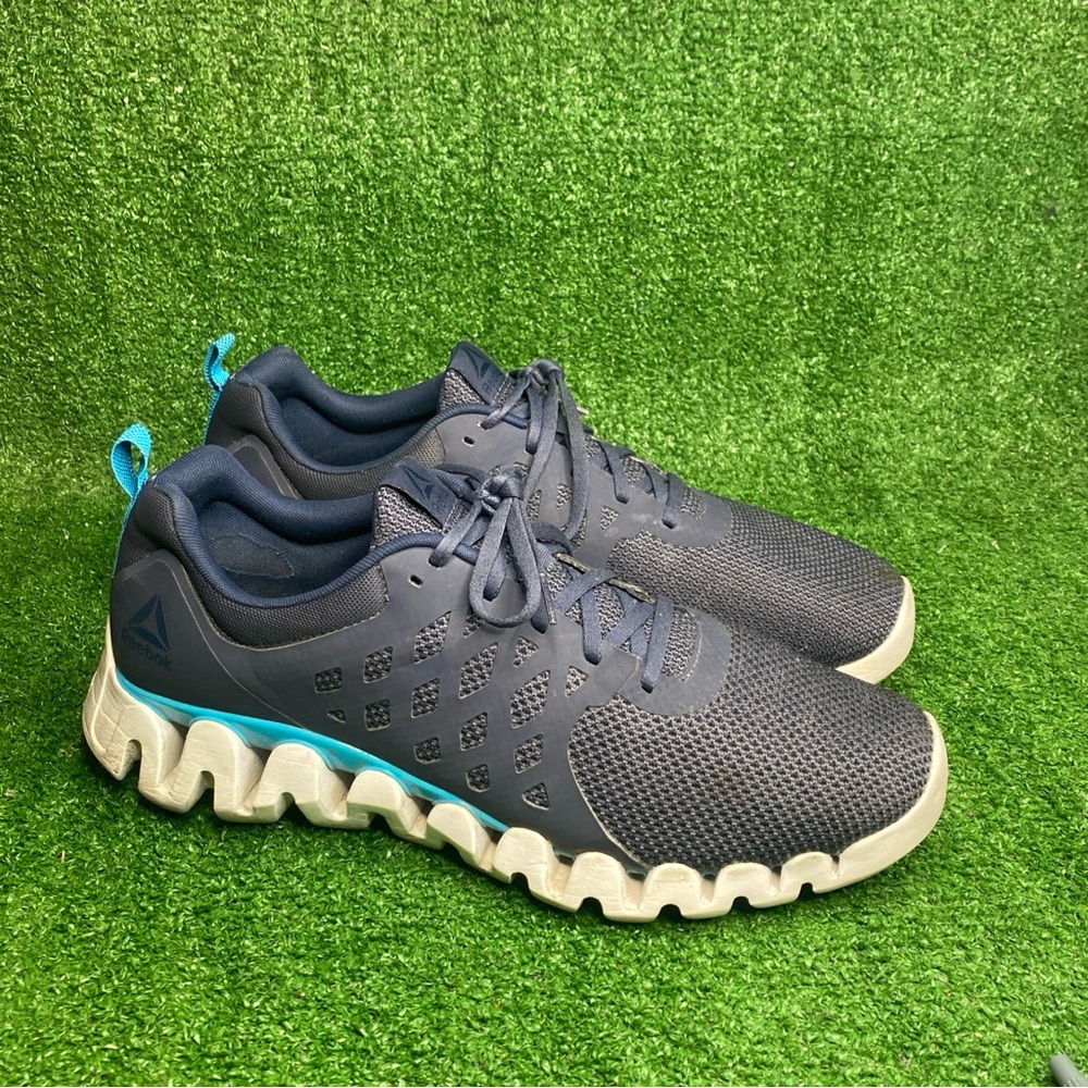 Reebok SZ 13 D Blue Mens Zig Zag Athletic  running Shoes